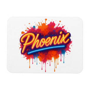 Phoenix Neon Graffiti – Retro Street Art Glow Mok Magneet