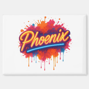 Phoenix Neon Graffiti – Retro Street Art Glow Mok Magneet