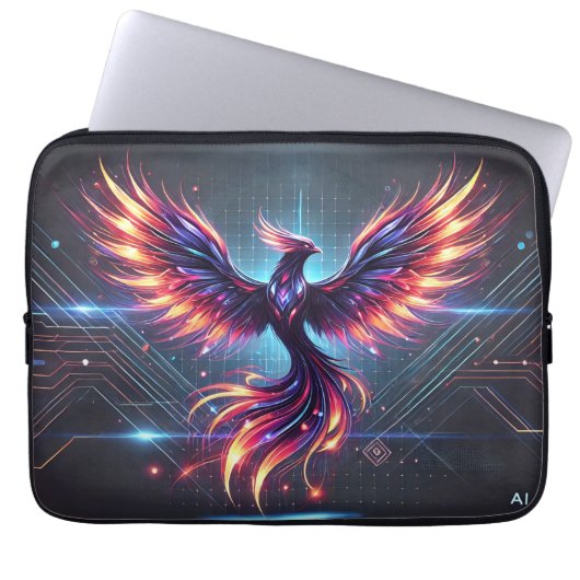 Phoenix Neon Laptop Sleeve – futuristisch (Voorkant)