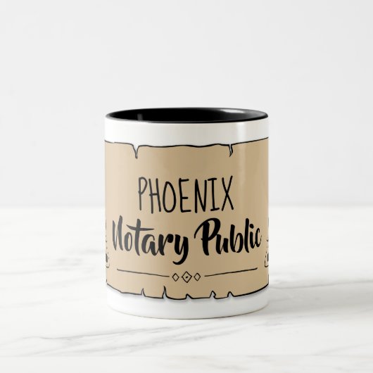 Phoenix Notional Public Scroll Feather Quill Tweekleurige Koffiemok (Center)