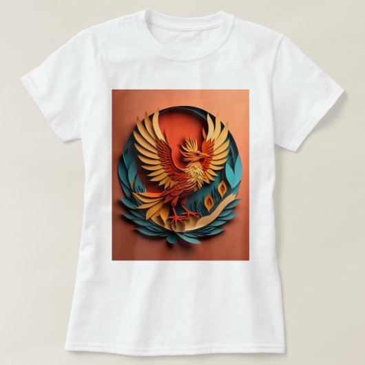 Phoenix Papier Kunst Design T-shirt (Design voorkant)