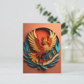 Phoenix Papier Kunst Design T-shirt Briefkaart (Staand voorkant)