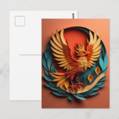 Phoenix Papier Kunst Design T-shirt Briefkaart (Voorkant / Achterkant)