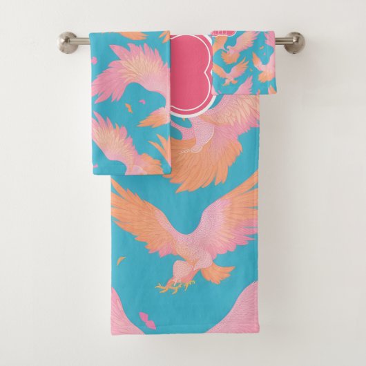 Phoenix Pastel Kleurrijk Gepersonaliseerd Patroon Bad Handdoek (Insitu)
