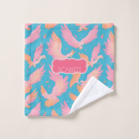 Phoenix Pastel Kleurrijk Gepersonaliseerd Patroon Bad Handdoek (Wasdoekje)