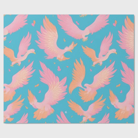 Phoenix Pastel Kleurrijk Gepersonaliseerd Patroon Cadeaupapier (Vlak)