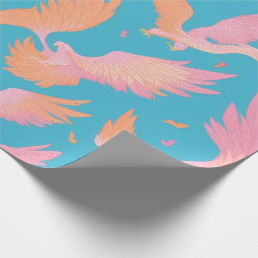 Phoenix Pastel Kleurrijk Gepersonaliseerd Patroon Cadeaupapier (Hoek)