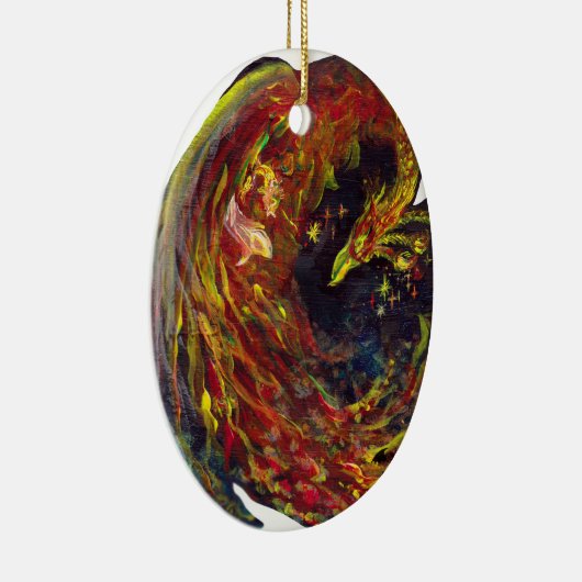 Phoenix Pheonix Red Firebird Thunderbird Flames Keramisch Ornament (Rechts)