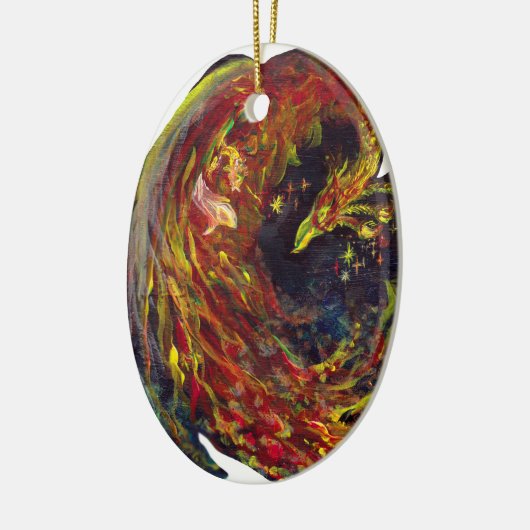 Phoenix Pheonix Red Firebird Thunderbird Flames Keramisch Ornament (Links)