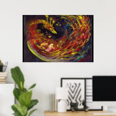 Phoenix Pheonix Red Firebird Thunderbird Flames Poster (Thuiskantoor)