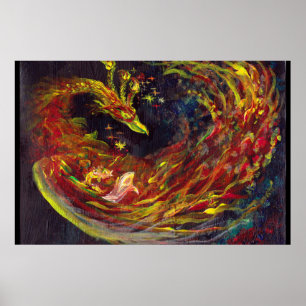 Phoenix Pheonix Red Firebird Thunderbird Flames Poster