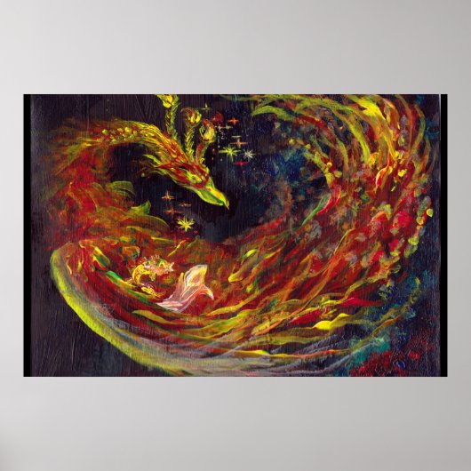 Phoenix Pheonix Red Firebird Thunderbird Flames Poster (Voorkant)