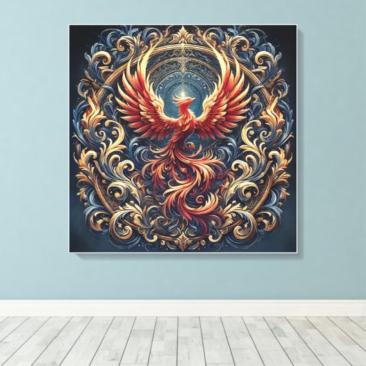 Phoenix Rebirth: Een tijdloos meesterwerk canvas (Insitu (Houten vloer))