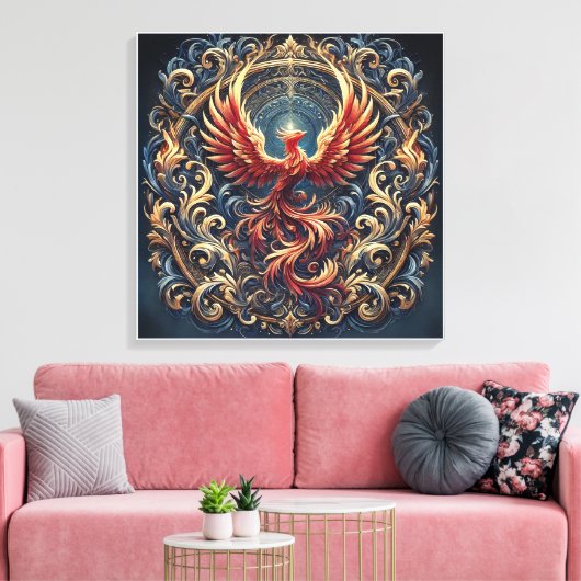 Phoenix Rebirth: Een tijdloos meesterwerk canvas (Insitu (Woonkamer))