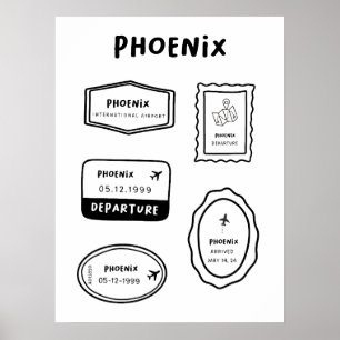 Phoenix - Reisstempel Collectie   minimalistisch Poster