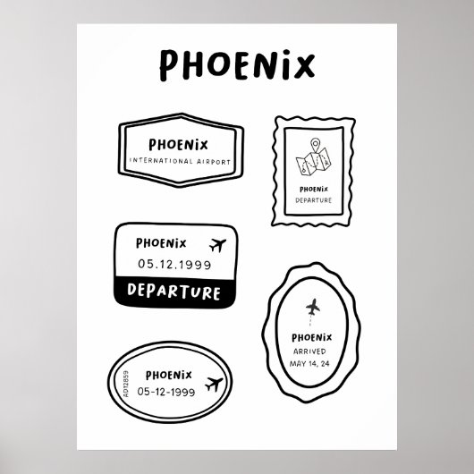 Phoenix - Reisstempel Collectie | minimalistisch Poster (Voorkant)