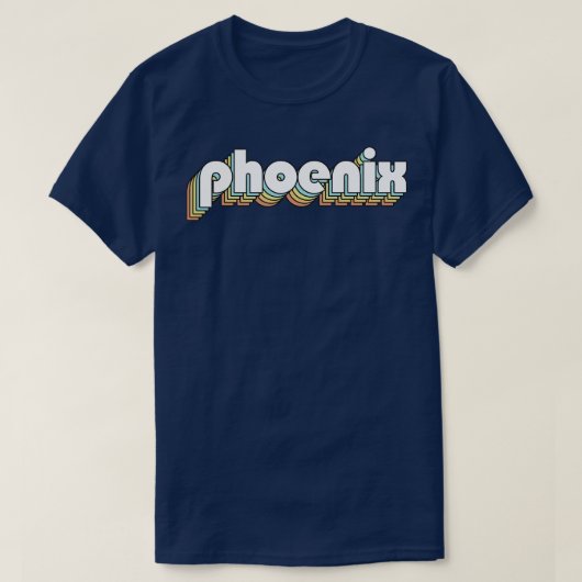 Phoenix Retro Rainbow Typografie Vervaagd Stijl T-shirt (Design voorkant)