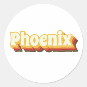 Phoenix Retro Tekst Ronde Sticker