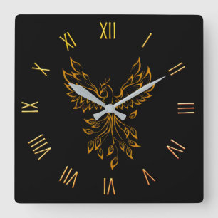 Phoenix rijdt op Black Square Wall-klok Vierkante Klok