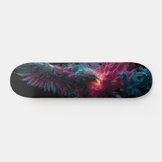 Phoenix rijzend in een explosie van levendige kleu persoonlijk skateboard (Horizontaal)
