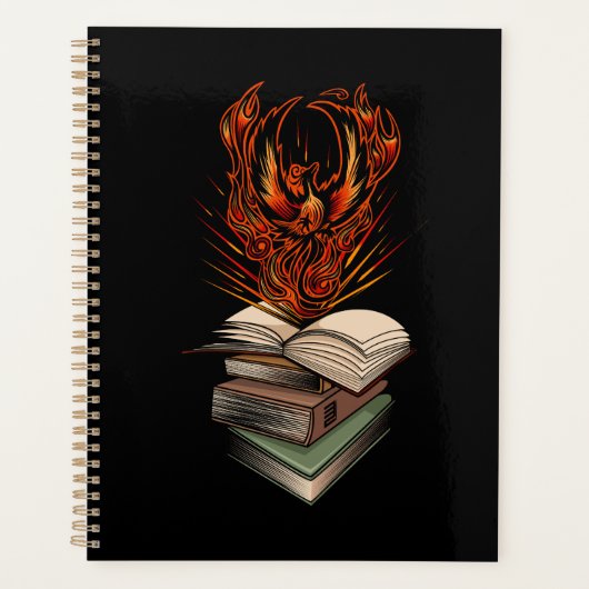 Phoenix rijzend uit boeken Inspirerende vuur Planner (Voorkant)