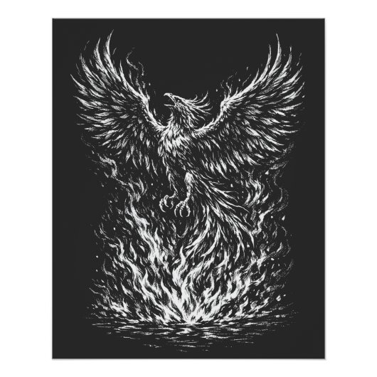 Phoenix Rijzend Uit de Vlammen door BurnsInHell Perfect Poster (Voorkant)