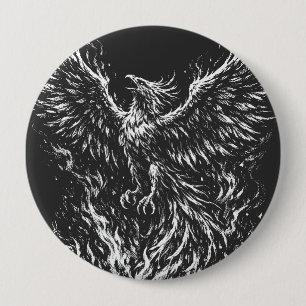 Phoenix Rijzend Uit de Vlammen door BurnsInHell Ronde Button 4,0 Cm