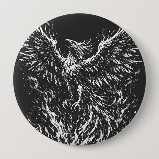 Phoenix Rijzend Uit de Vlammen door BurnsInHell Ronde Button 4,0 Cm (Voorkant)