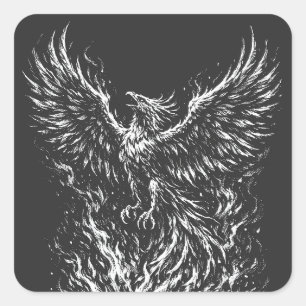 Phoenix Rijzend Uit de Vlammen door BurnsInHell Vierkante Sticker