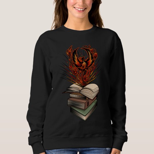 Phoenix rijzend uit de vlammen van boeken Fantasy Trui (Voorkant)