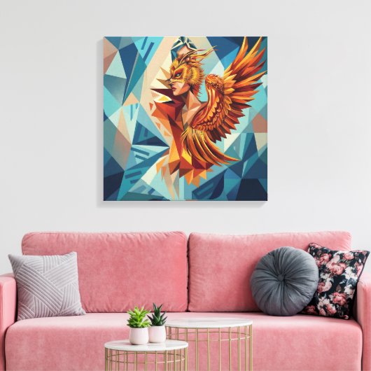 Phoenix Rise – Modern Stretched Canvas Wall Art (Insitu (Woonkamer))