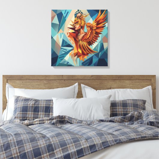 Phoenix Rise – Modern Stretched Canvas Wall Art (Insitu (Slaapkamer))
