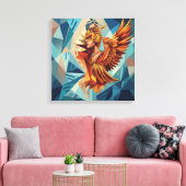 Phoenix Rise – Modern Stretched Canvas Wall Art Afdruk (Insitu (Woonkamer))