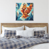 Phoenix Rise – Modern Stretched Canvas Wall Art Afdruk (Insitu (Slaapkamer))
