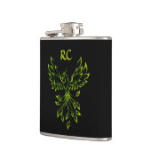 Phoenix Rises op zwarte Initialen Heupfles (Links)