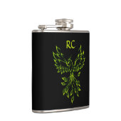 Phoenix Rises op zwarte Initialen Heupfles (Rechts)