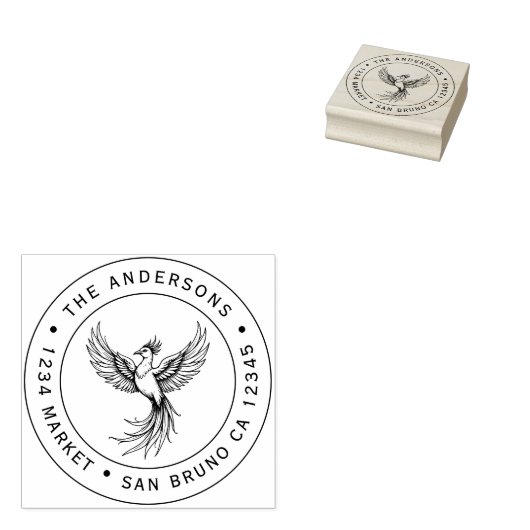 Phoenix Rising Address Stamp Rubberstempel (Gestempeld)