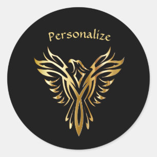 Phoenix Rising Black & Gold Elegant Ronde Sticker
