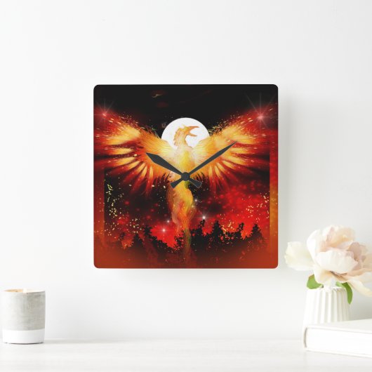 Phoenix Rising Clock Vierkante Klok (Huis)
