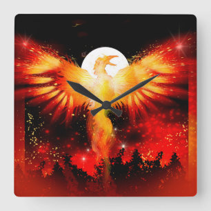 Phoenix Rising Clock Vierkante Klok