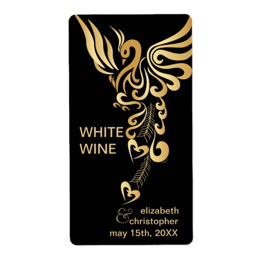Phoenix Rising Custom Wedding Wine Labels (Voorkant)