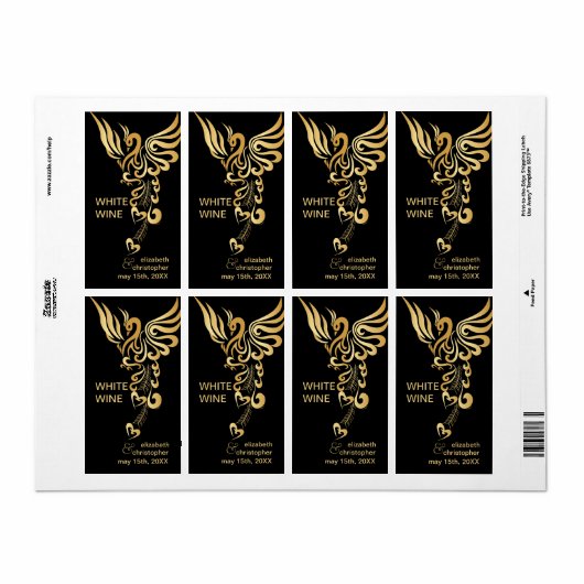 Phoenix Rising Custom Wedding Wine Labels (Full Sheet)