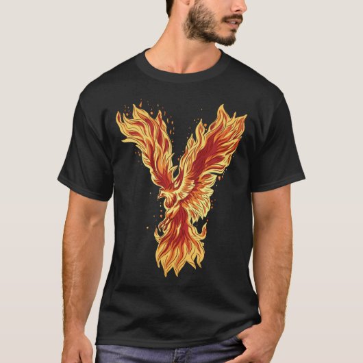 Phoenix Rising Fire Bird Mythical Artwork T-shirt (Voorkant)
