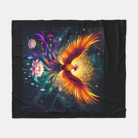 Phoenix Rising Fire Fleece Deken (Voorkant (Horizontaal))