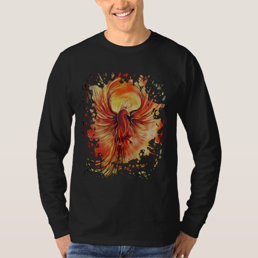Phoenix Rising Flame Graphic Bold Fire Bird T-shirt (Voorkant)