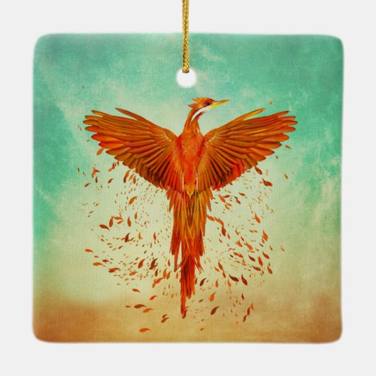 Phoenix Rising - Gemengde media Keramisch Ornament (Achterkant)