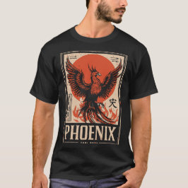 Phoenix Rising Japanse Rode Zon Mythische Wedergeb T-shirt