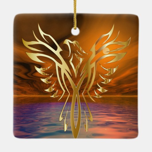 Phoenix Rising Keramisch Ornament (Achterkant)