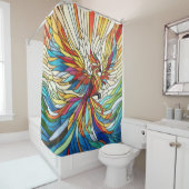 Phoenix Rising - kleurrijke mozaïekkunst Douchegordijn (In situ)