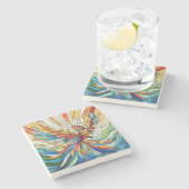 Phoenix Rising - kleurrijke mozaïekkunst Stenen Onderzetter (Zijkant)